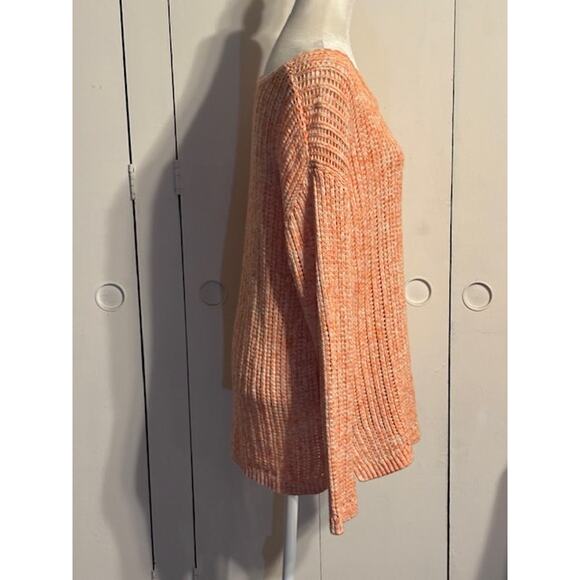 Talbots Size Large Women's Loose Knit Tunic Style Sweater in Peach 100% Cotton - Picture 2 of 6